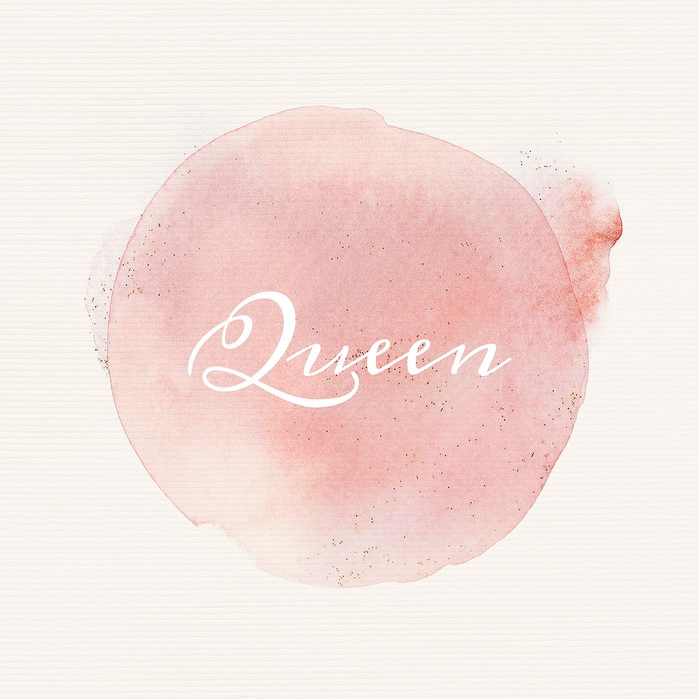 Queen calligraphy on pastel pink watercolor