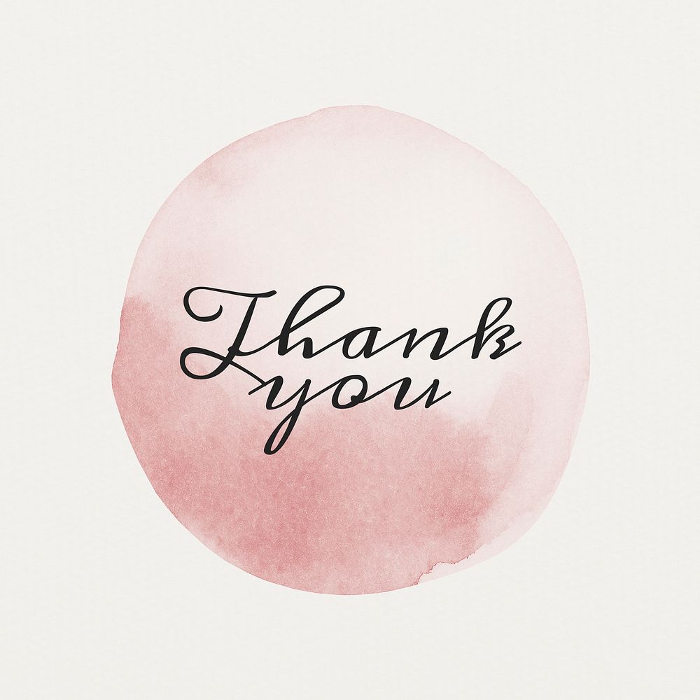 Black thank you psd calligraphy on pastel pink