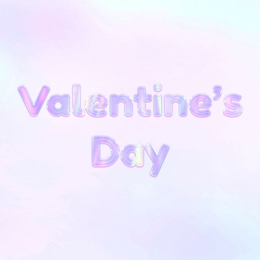 Valentine's day pastel gradient purple shiny holographic lettering