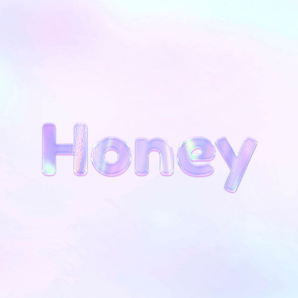 Honey pastel gradient purple shiny holographic lettering