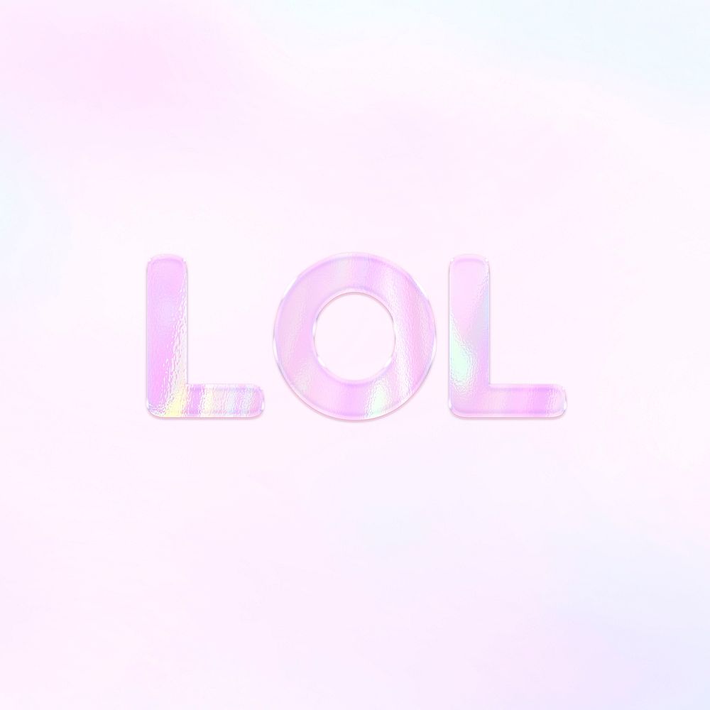LOL word art pink holographic effect pastel gradient