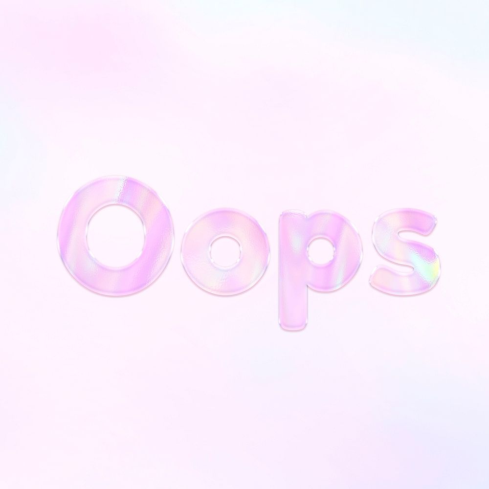 Pastel oops text word art holographic typography