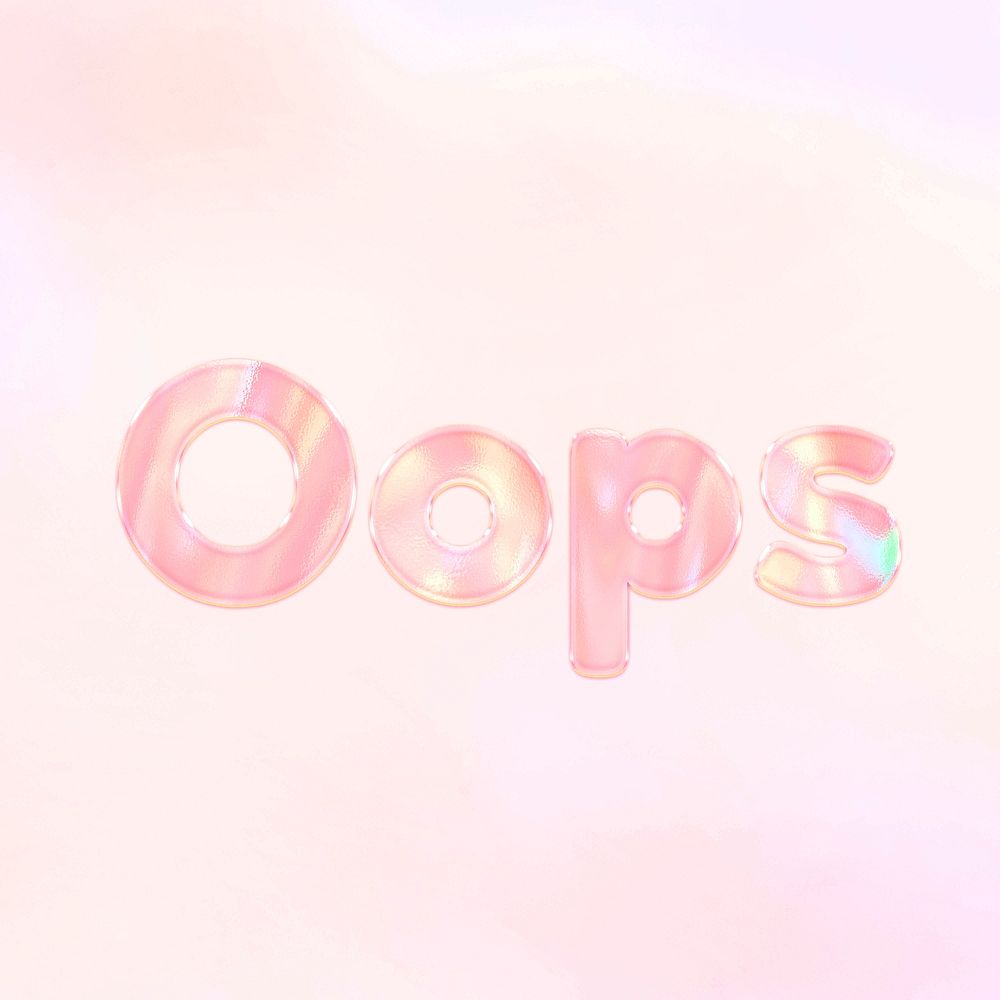Oops pastel gradient orange shiny holographic lettering