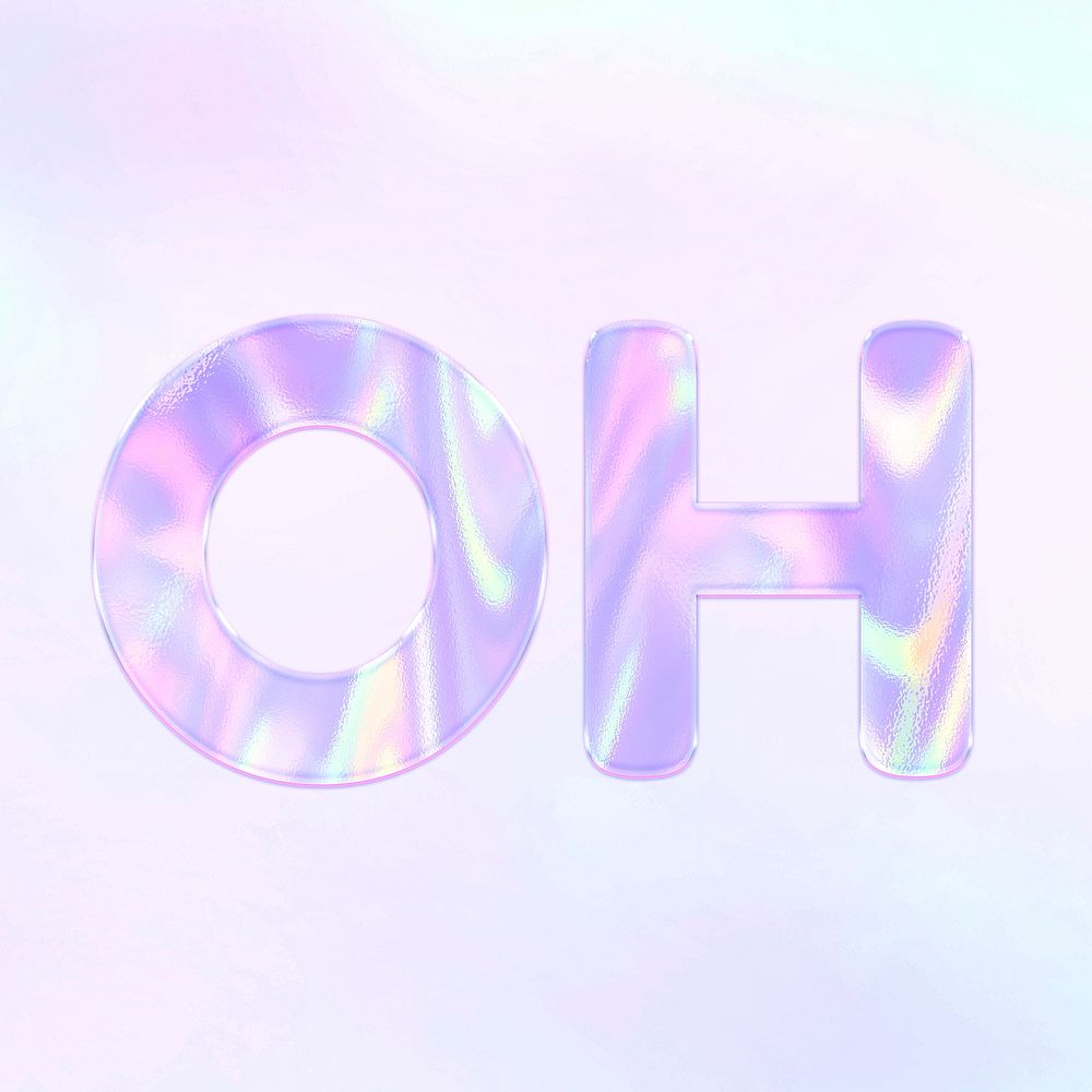 Shiny oh text holographic effect pastel