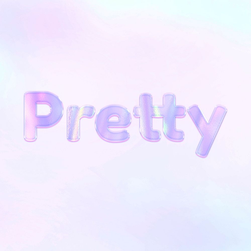 Pretty purple gradient holographic pastel word art typography feminine