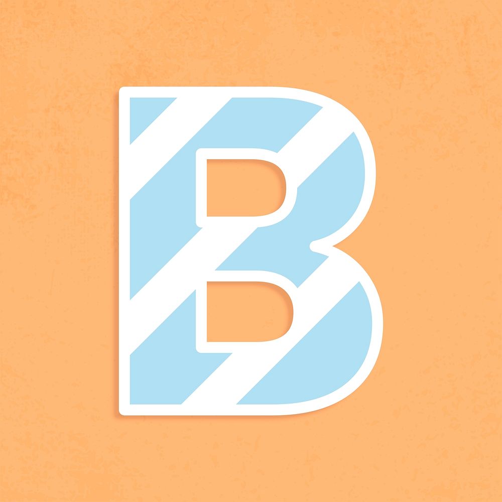 B letter psd stripes font sticker