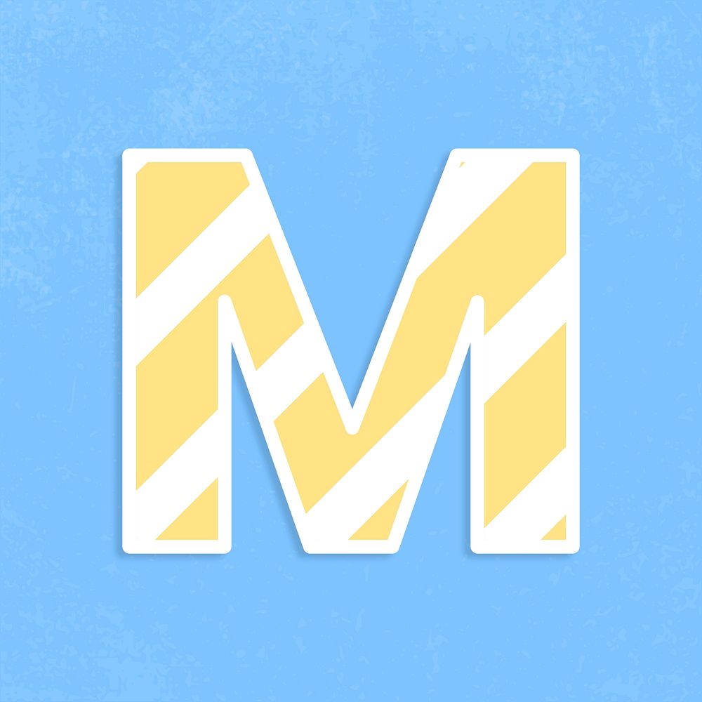 Letter m sticker typography psd capital