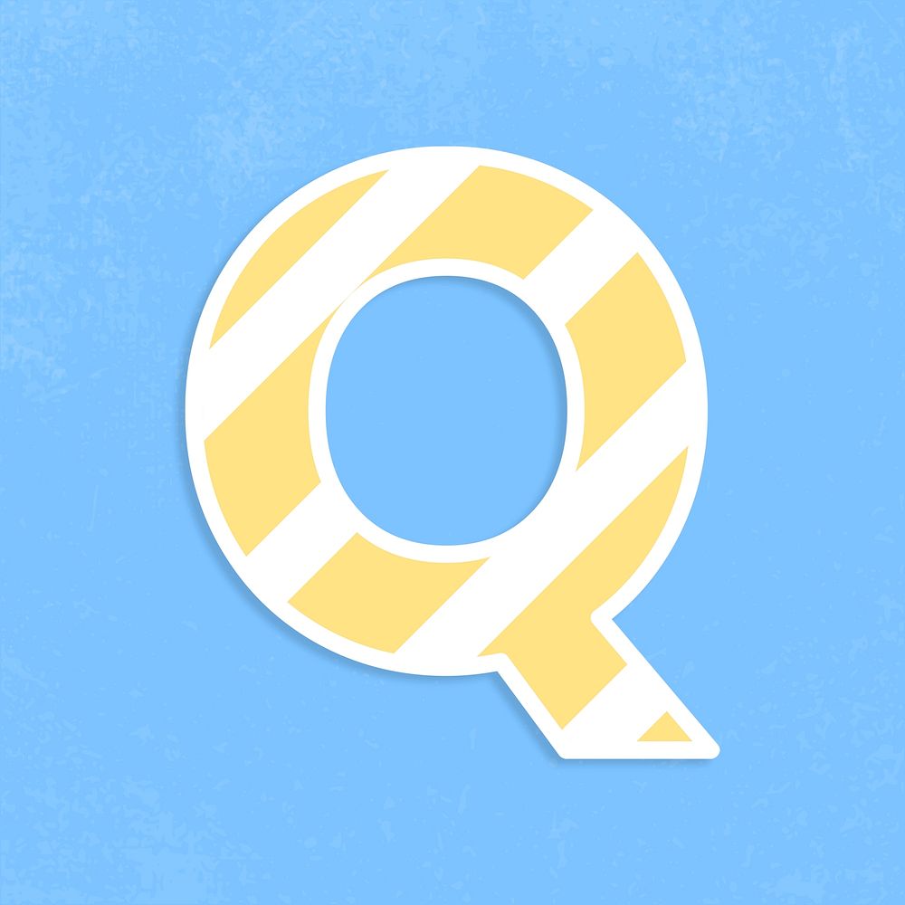 Letter q sticker typography psd capital