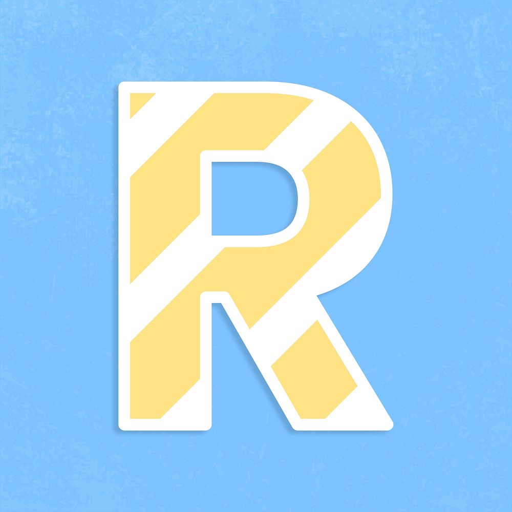 Letter r sticker typography psd capital