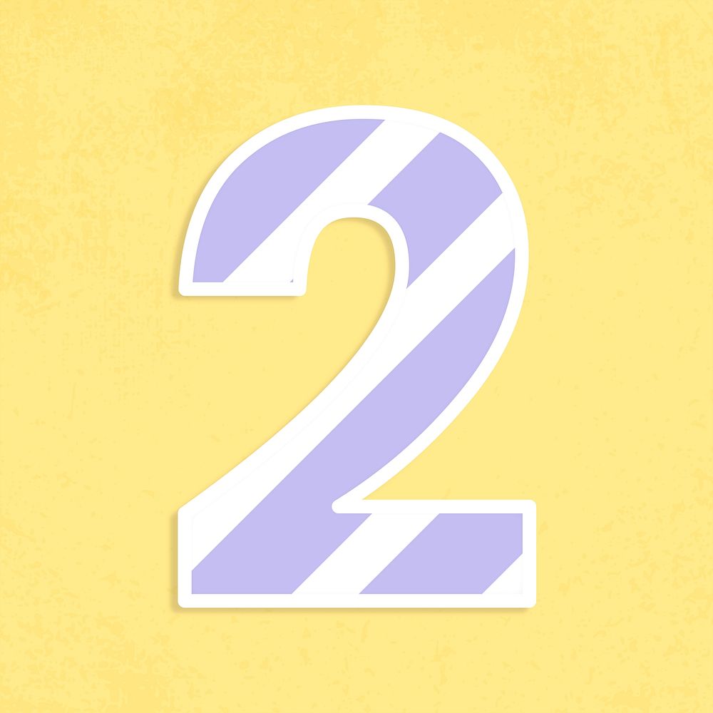 Number 2 font sticker graphic psd