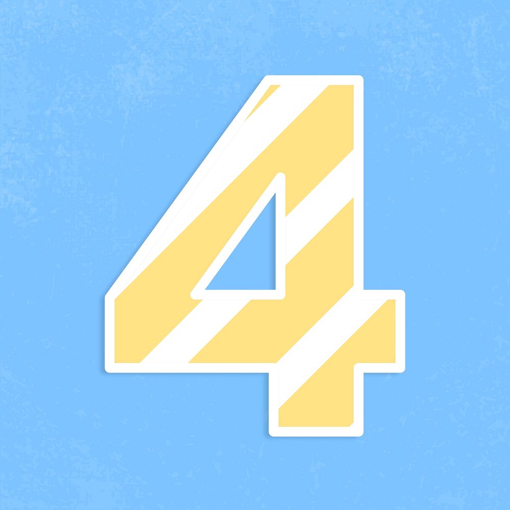 Number four font graphic psd stripe pattern
