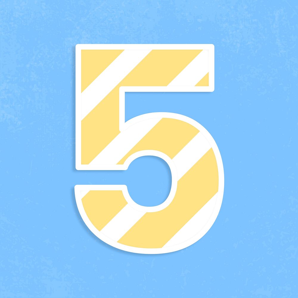 Number five font graphic psd stripe pattern