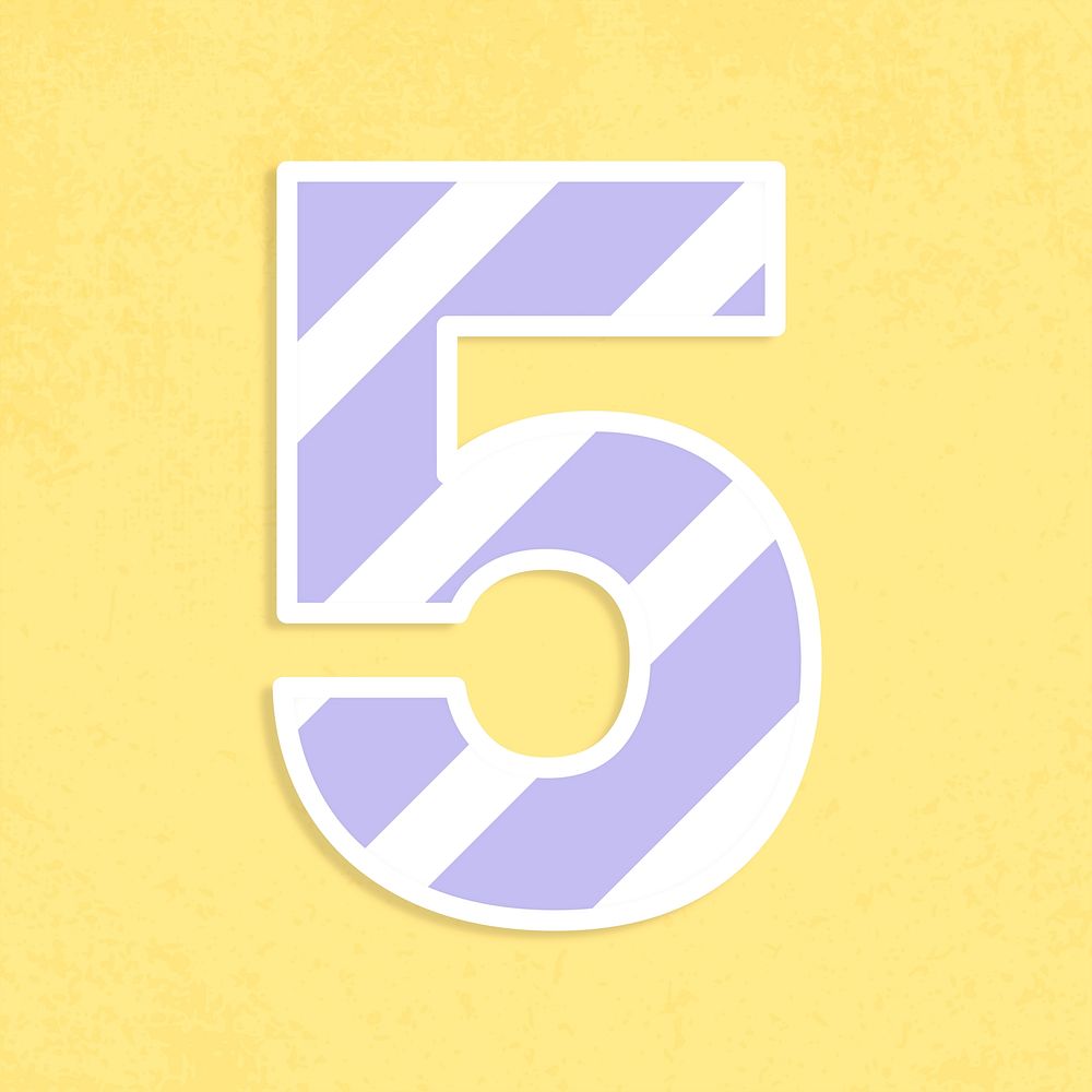 Number 5 font sticker graphic psd