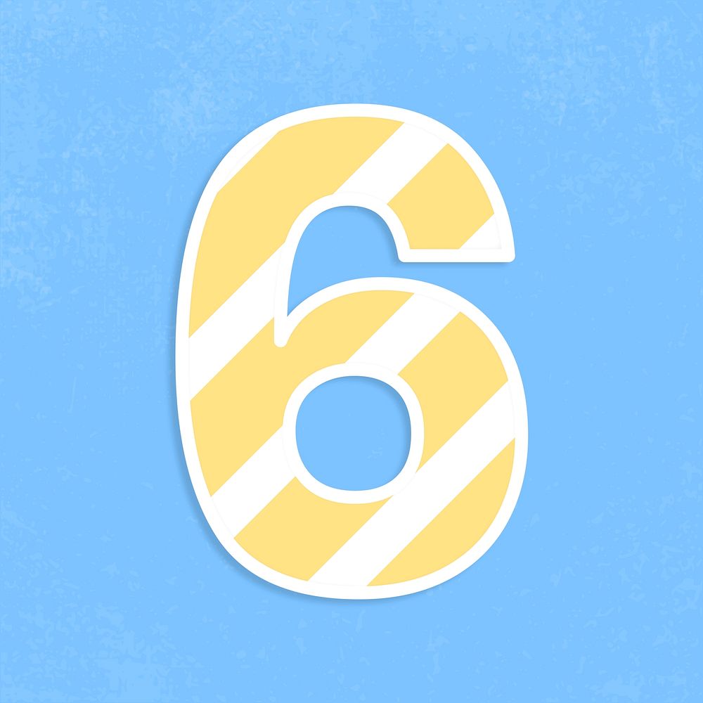 Number six font graphic psd stripe pattern
