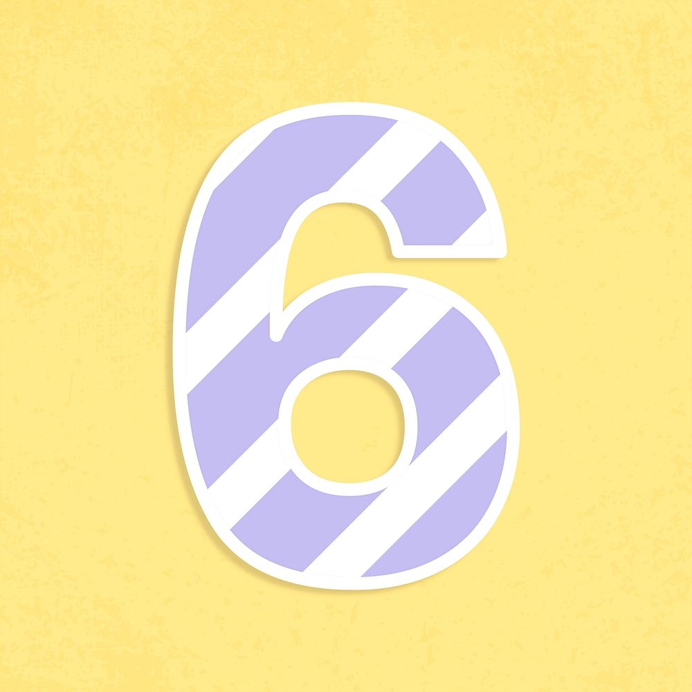 Number 6 font sticker graphic psd