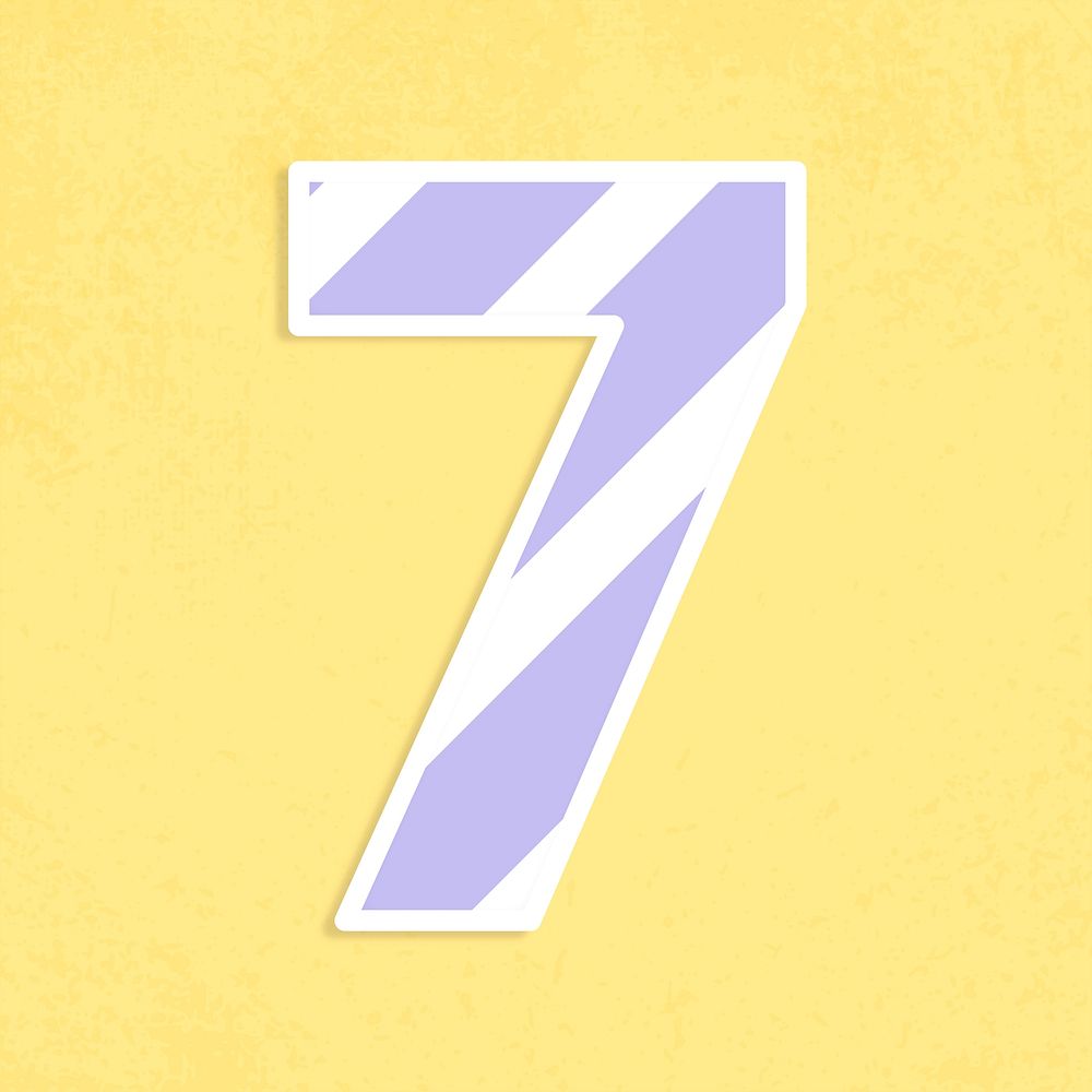 Number 7 font sticker graphic psd