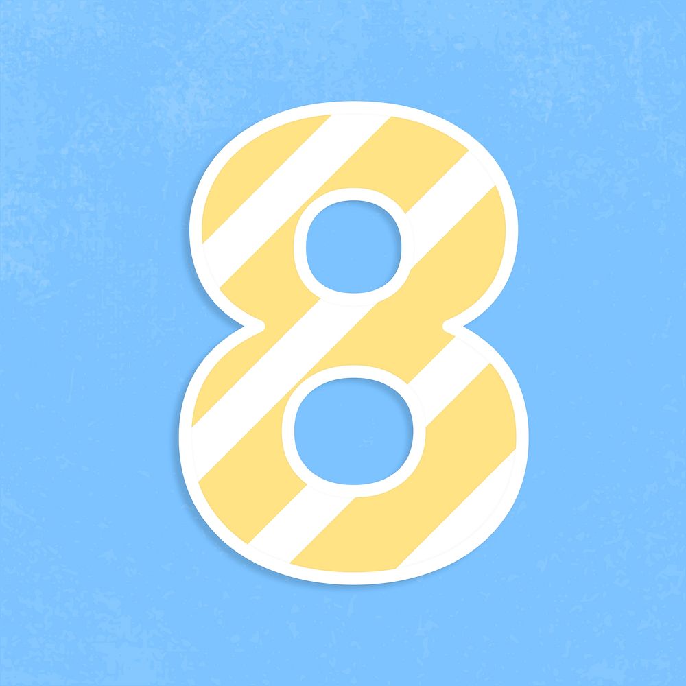 Number eight font graphic psd stripe pattern