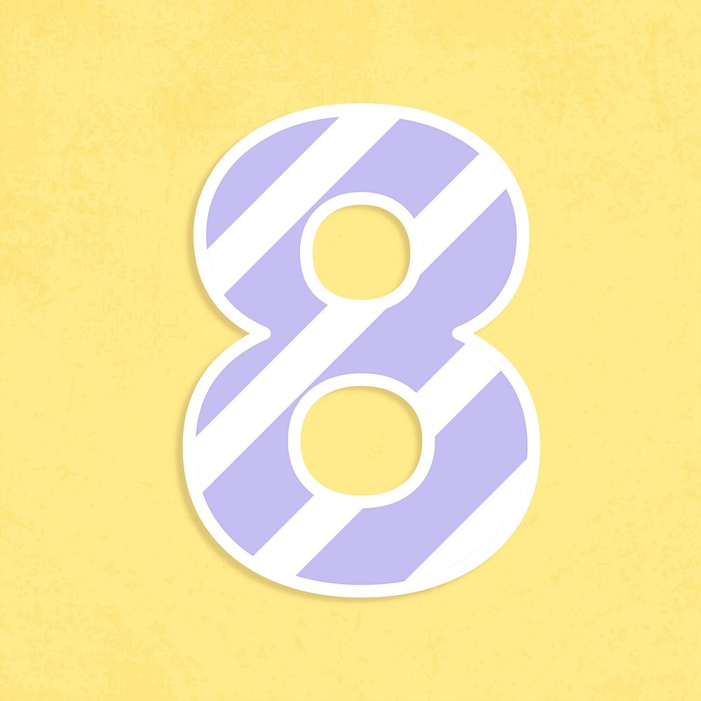 Number 8 font sticker graphic psd