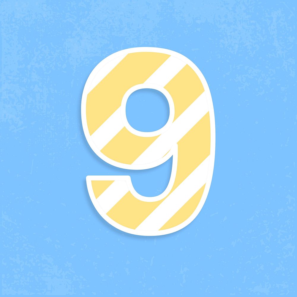 Number nine font illustration vector stripe pattern