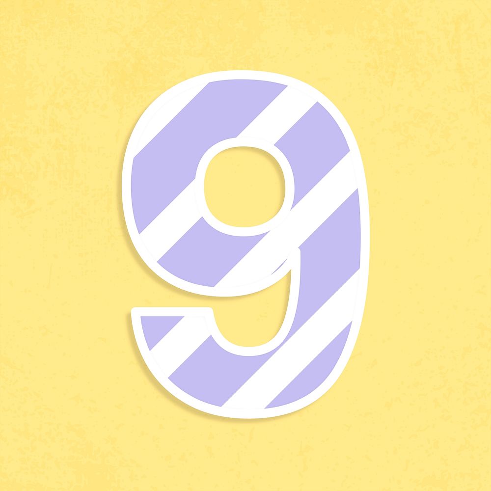 Number 9 font sticker graphic psd
