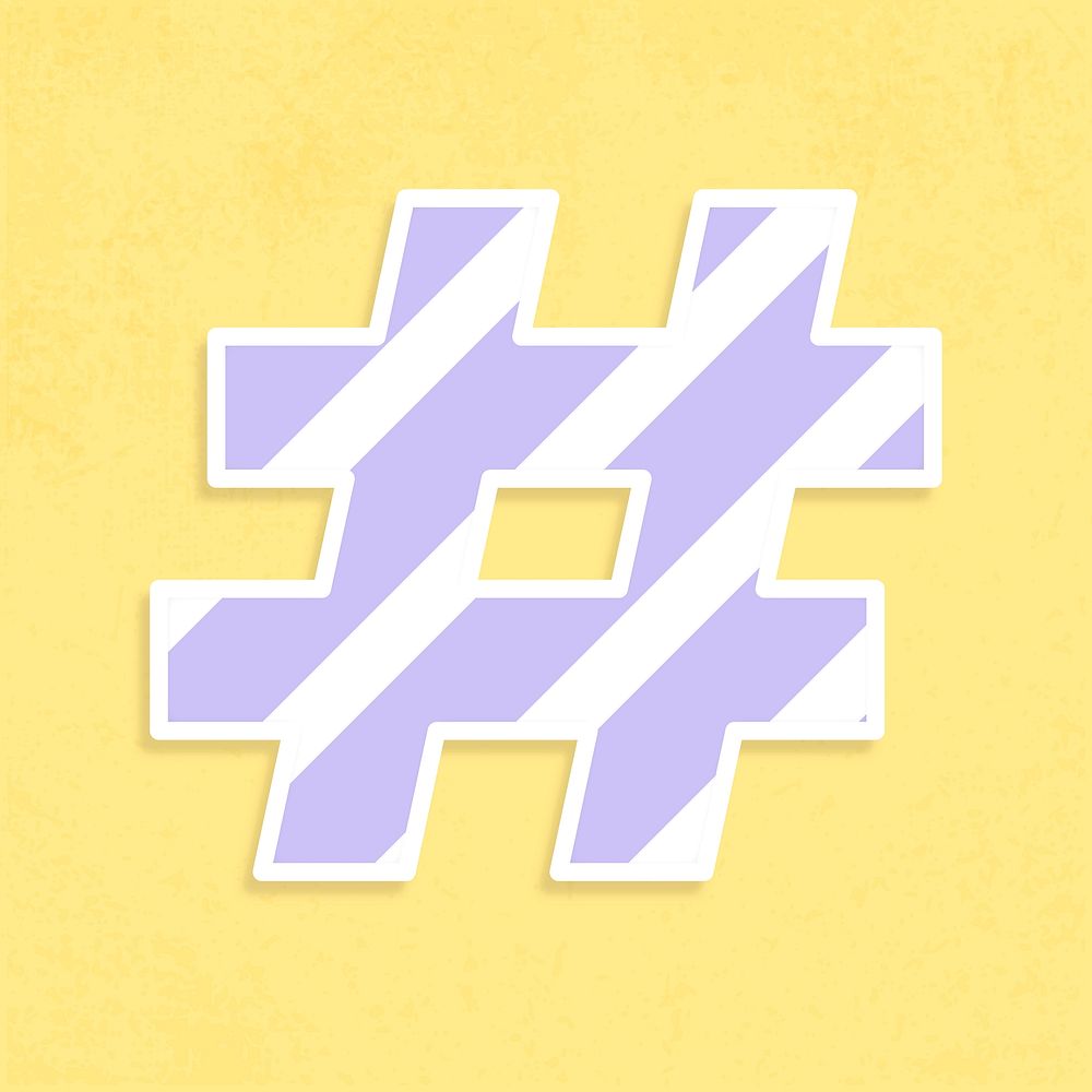 Hashtag font sticker graphic vector