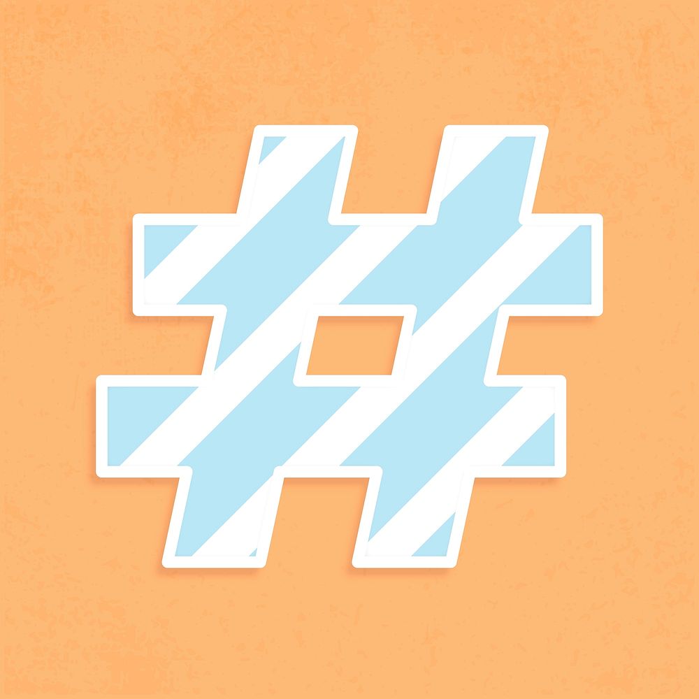 Hashtag font sticker graphic vector