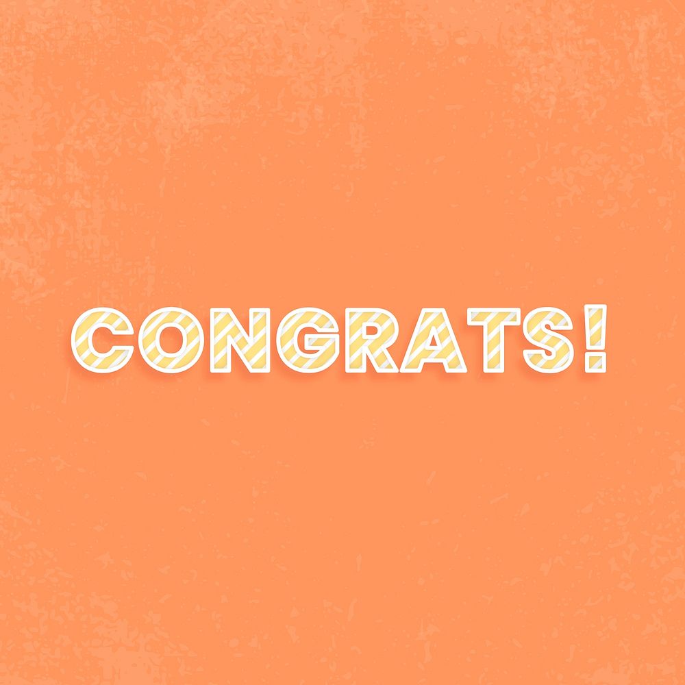 Congrats word vector candy stripe font