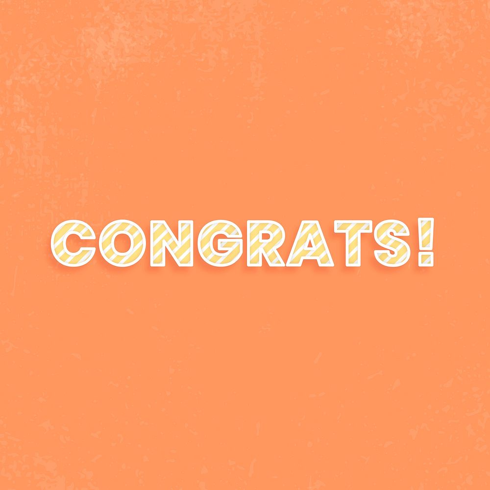 Word congrats! lettering candy cane font typography