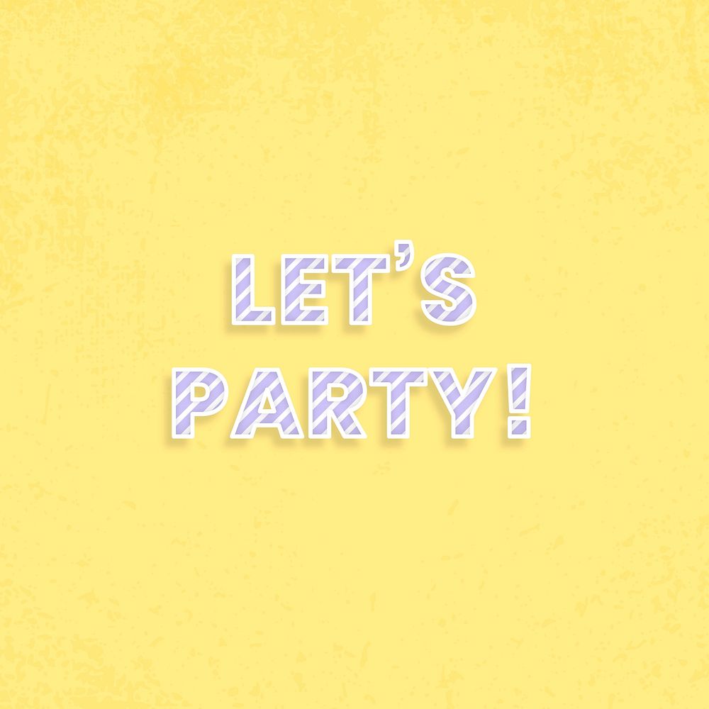 Let's party word vector candy stripe font
