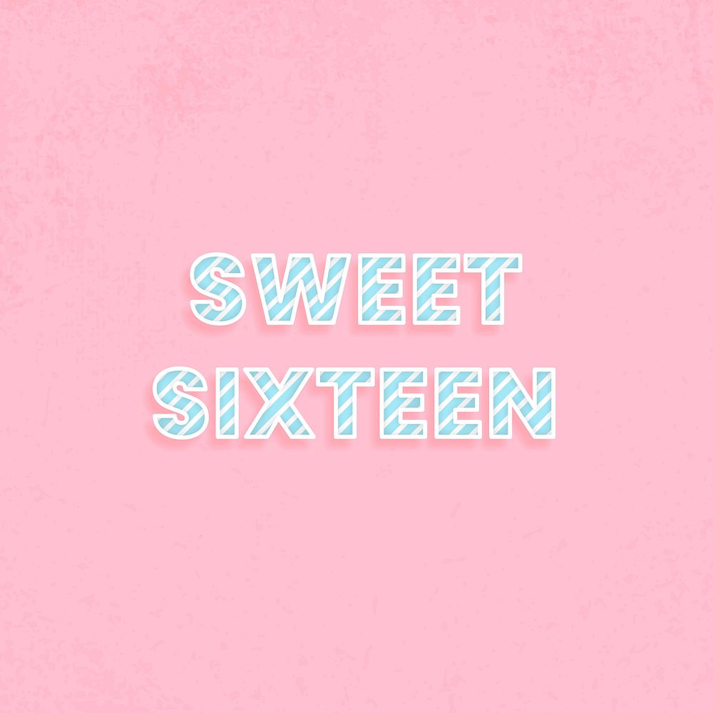 Message sweet sixteen lettering candy cane font typography