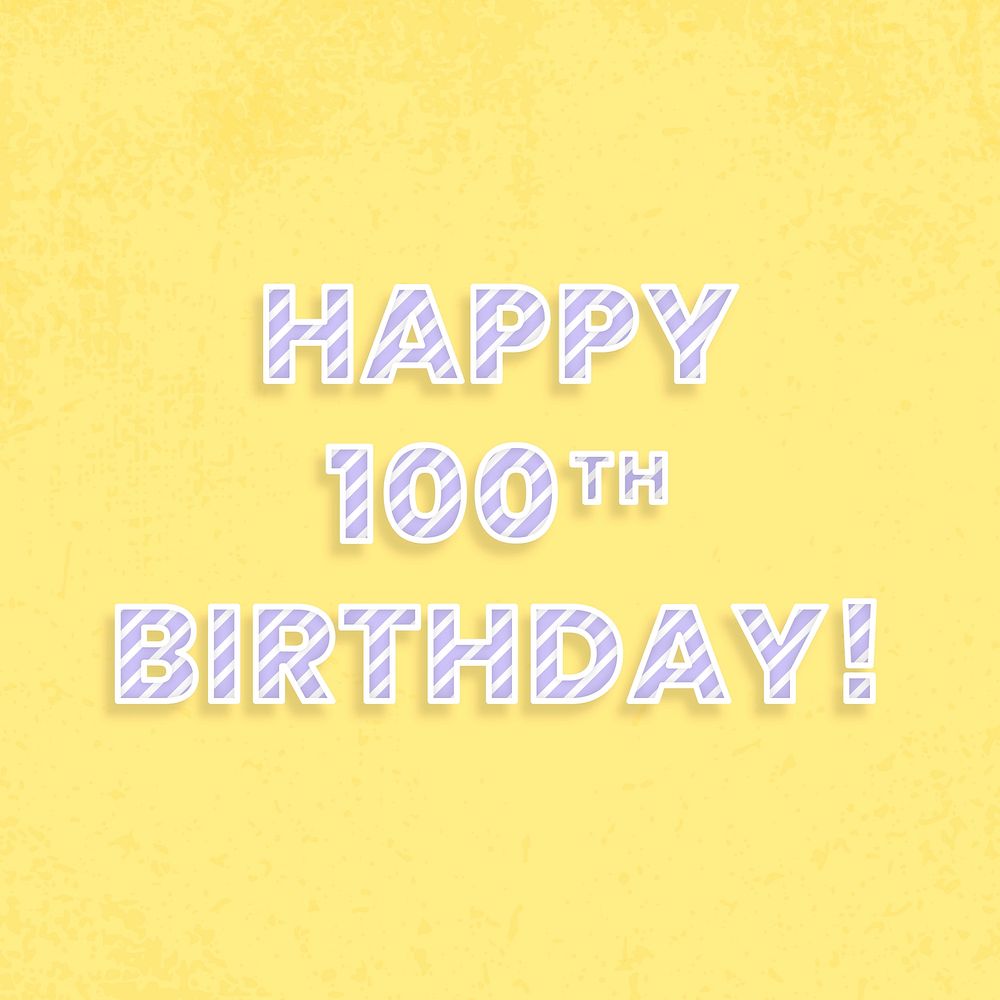 Happy 100th birthday word vector candy stripe font