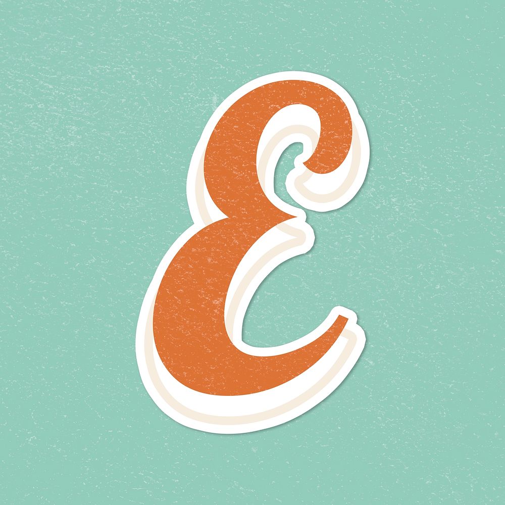 Alphabet letter E retro bold font