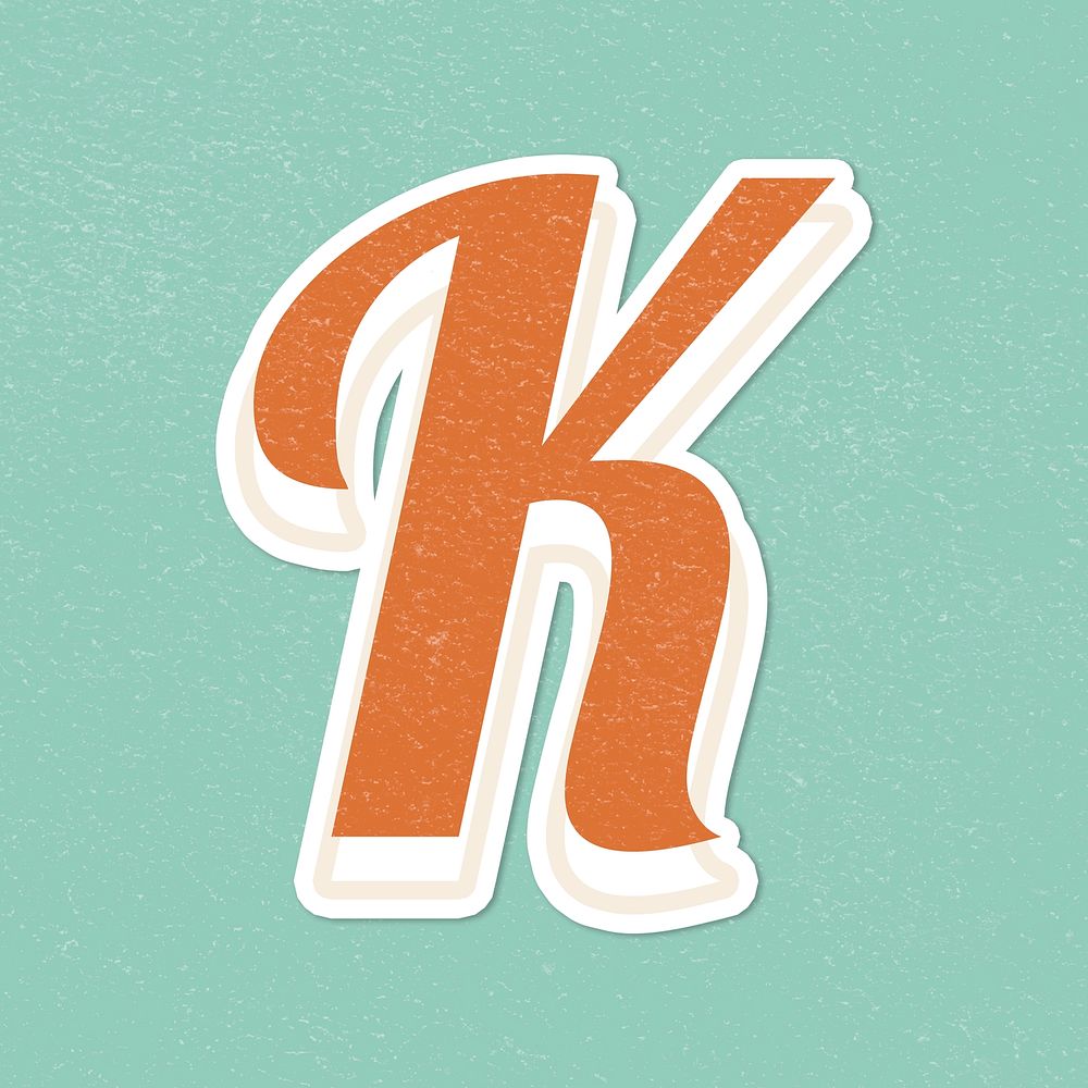 Alphabet letter K retro bold font sticker