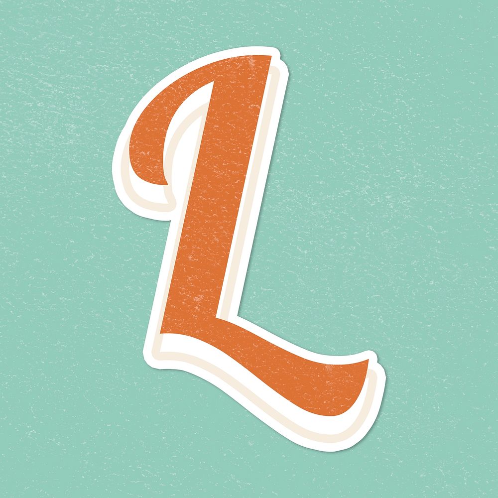 Alphabet letter L retro bold font sticker