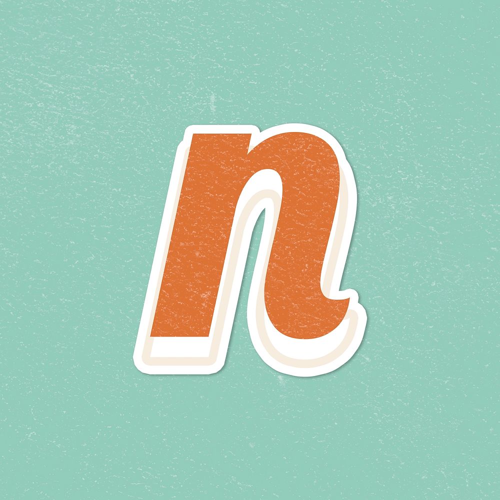 Letter N retro bold font typography and lettering sticker