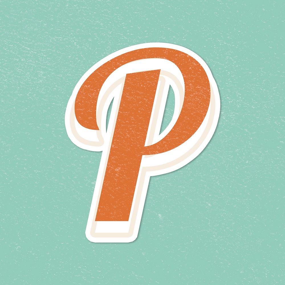 Retro letter P bold typography sticker