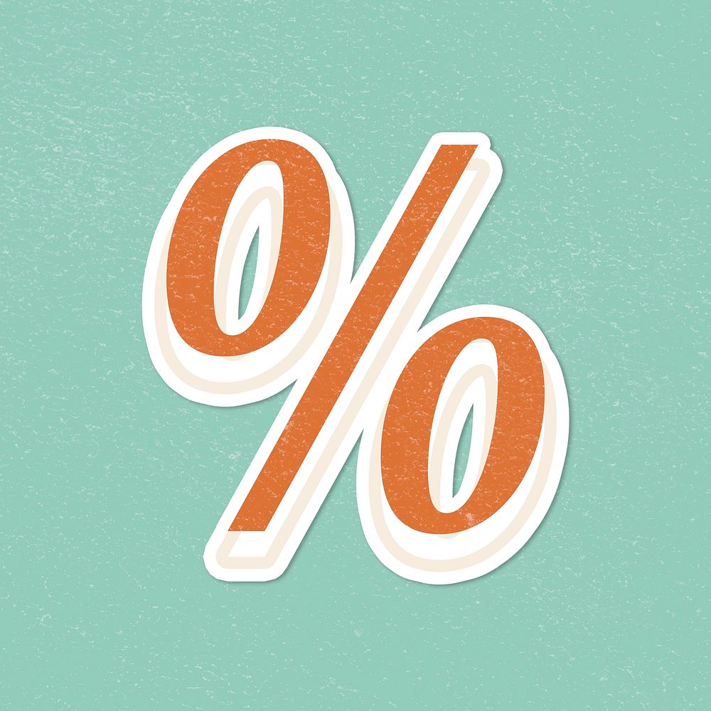 Retro percentage % typography vintage bold font sticker
