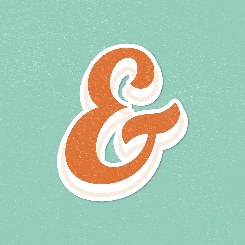 Retro ampersand & typography vintage bold font sticker