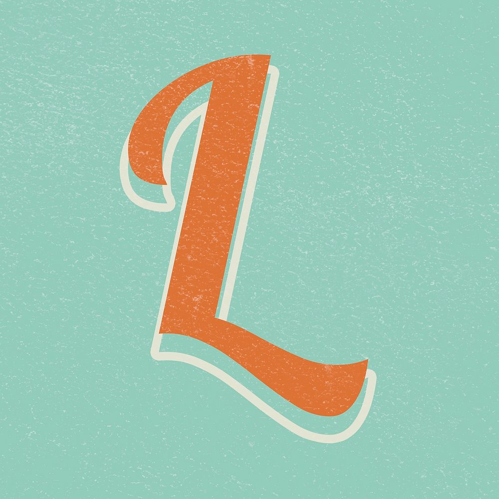Letter L retro bold font typography and lettering
