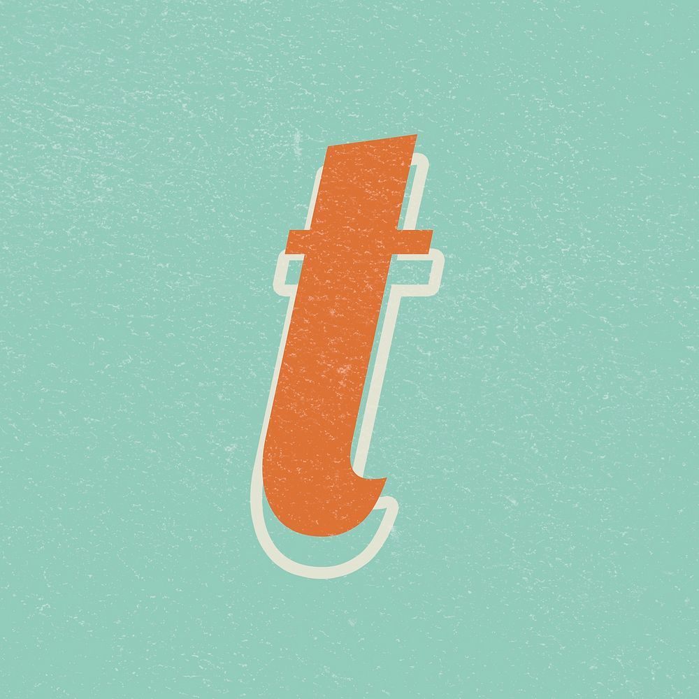 Letter T retro bold font typography and lettering
