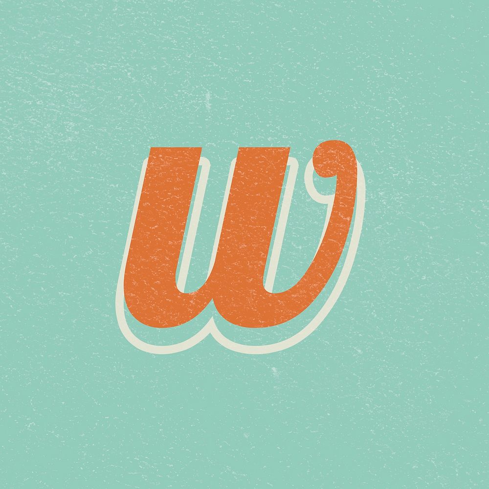 Retro letter W bold lettering typography font