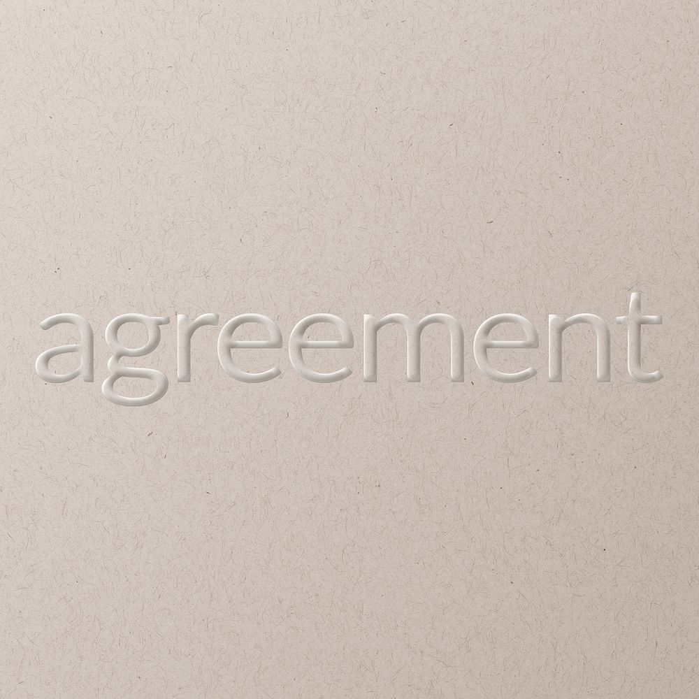 Agreement embossed font white paper background
