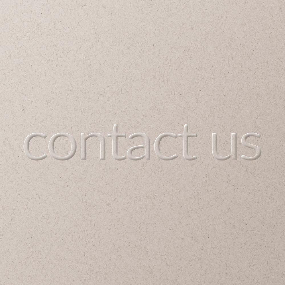 Contact us embossed font white paper background
