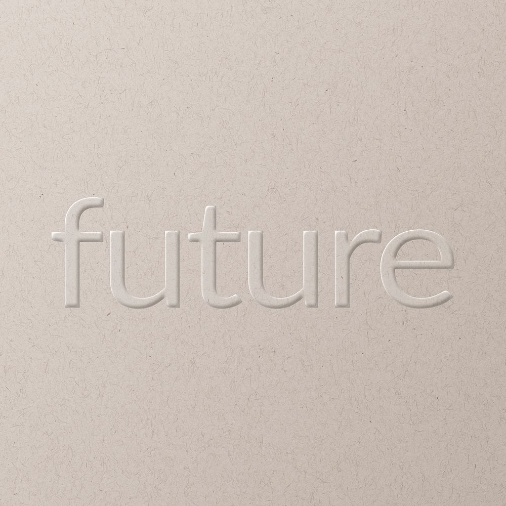 Future embossed font white paper background