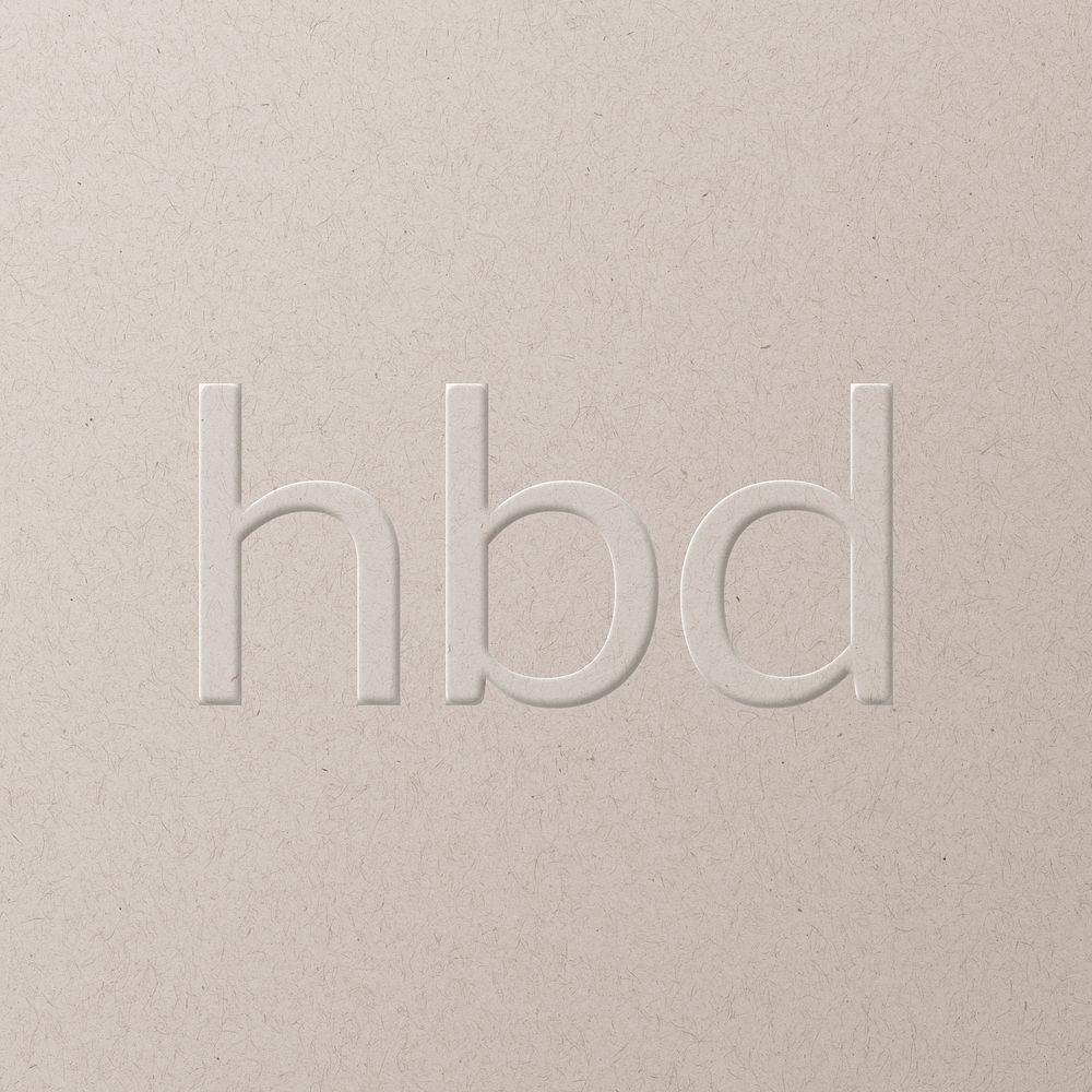HBD embossed font white paper background