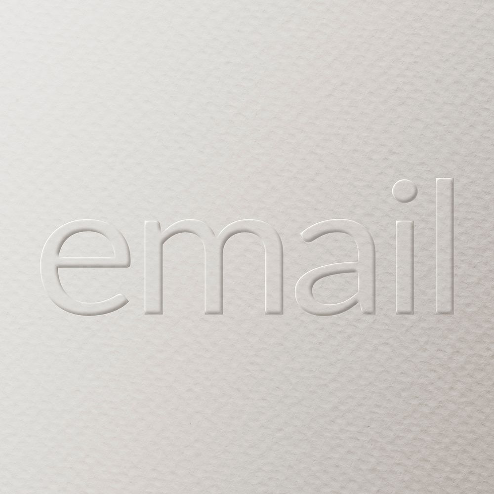 Email embossed font white paper background