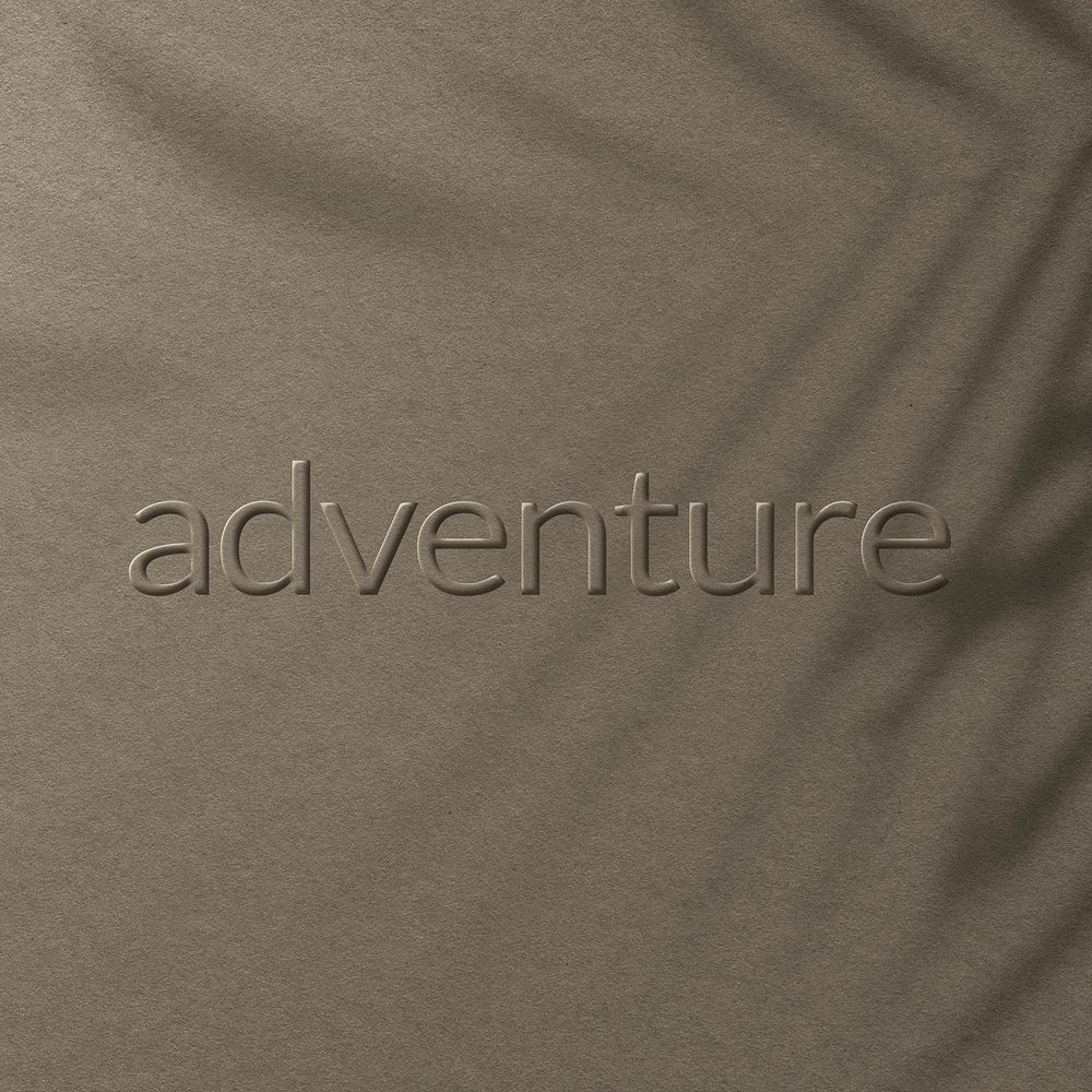 Adventure word letter embossed typography style