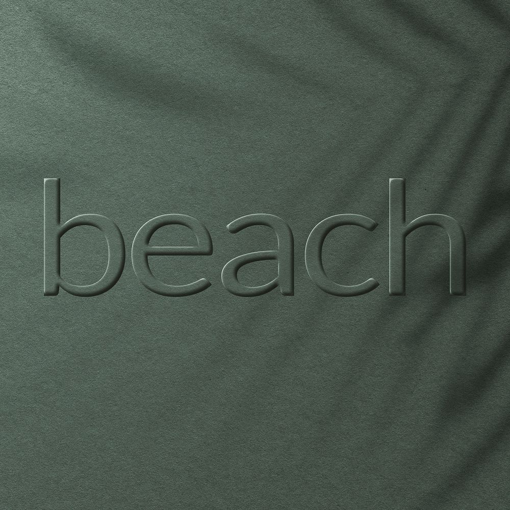 Word beach embossed typography design
