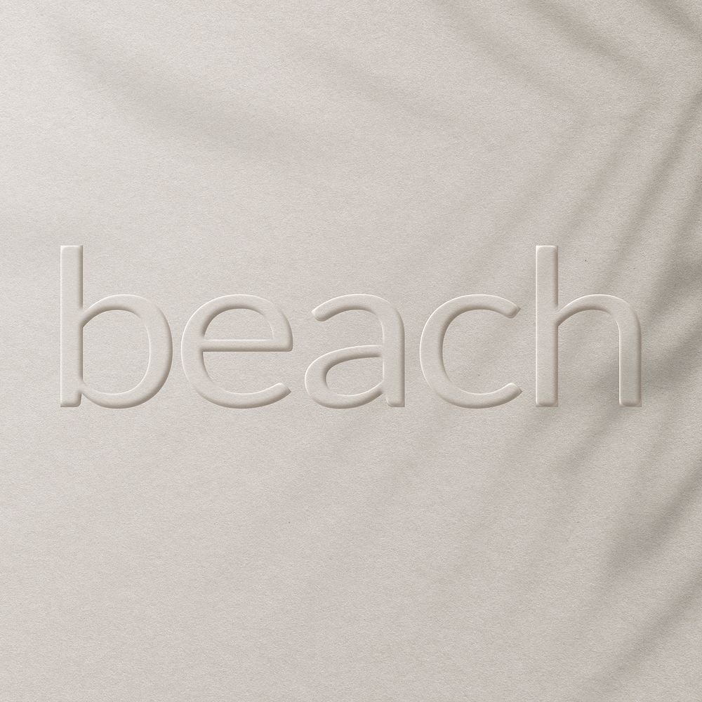 Word beach embossed typography design