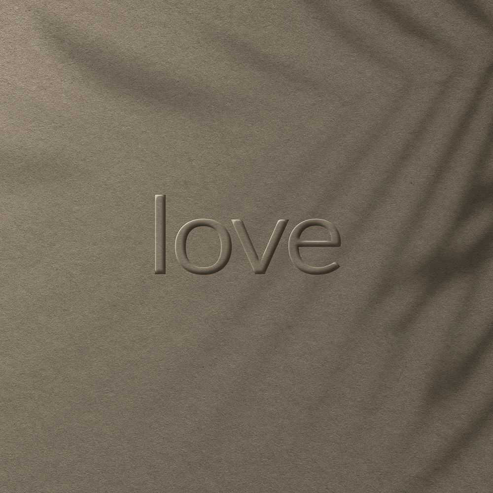 Word love embossed typography design